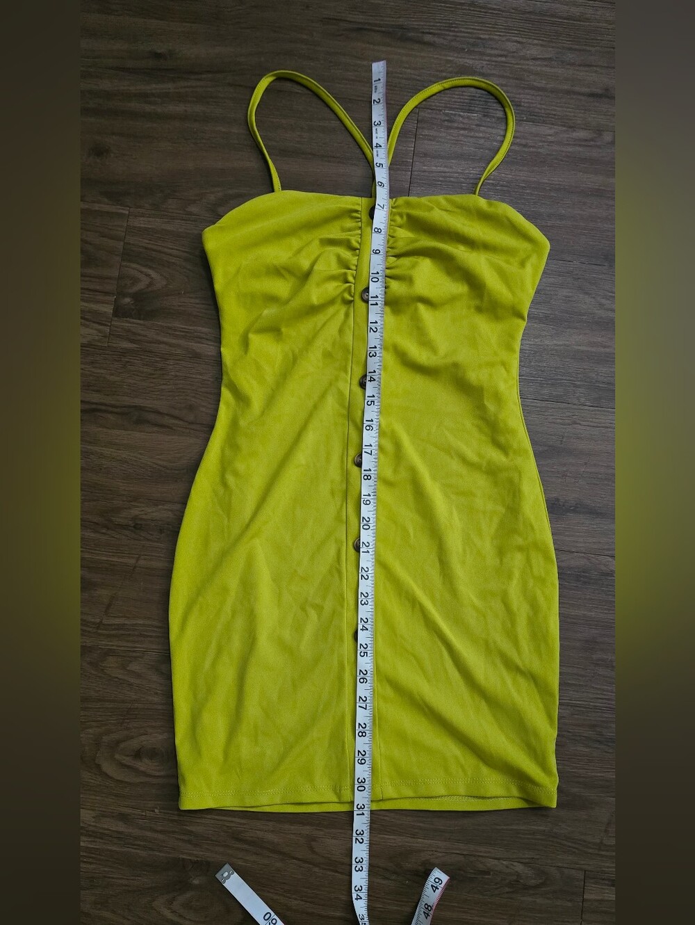 Slim Spaghetti-Strap Bodycon Dress in Lime Green S